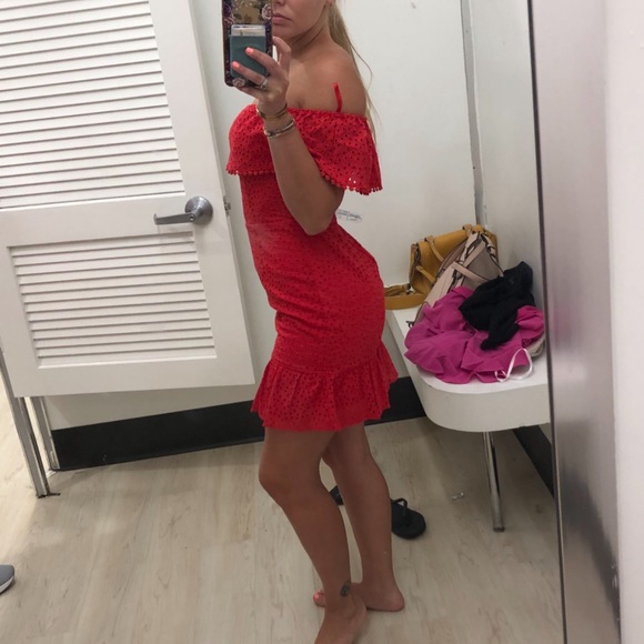 CITY STUDIO Women's Off-the-shoulder Eyelet Ruffled A-Line Dress - Picture 7 of 8